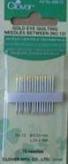 Gold Eye Quilting Needles Between No. 12